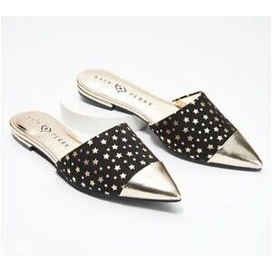 Katy Perry Women Pointed Toe Star Mule Slide Gold Black 6